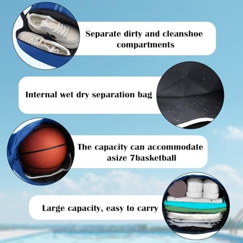 PE Drawstring Bags, Waterproof Unisex Swimming Sports Gym Blue Backpack — view 4