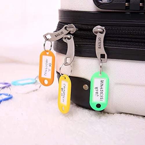 Key Tags , Pack of 10 Key Tags with Labels Key Fobs ID Plastic Key Tags Key Labels with Split Rings for Luggage Pet Name Memory Stick Tags-10 Colors — view 6