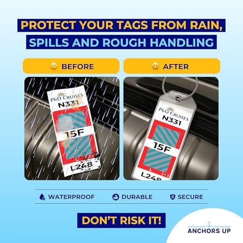 P&O Cruise Luggage Tag Holders [4 Pack] – Waterproof, Durable with Steel Loops – Fits All P&O Cruise Ships for Cruising in 2026, 2027 and 2028 – Cruise Essentials — view 2