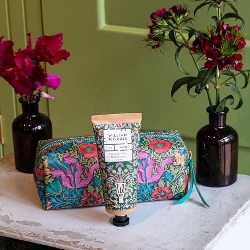 William Morris At Home Hand Cream 100ml and Wash Bag, Moisturiser, Shea Butter, Magnesium, Travel Size, Toiletry, for Cosmetic and Beauty Essentials, Vegan and Cruelty Free, Gift For Her — view 2