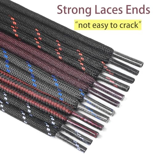 7STROBBS 2 PAIRS Strong Work Boot Laces, Heavy Duty Round Shoelaces for Walking Boots, Trainers Shoes, Hiking Boots, Safety Boots, Thick Shoe Lace Black Brown 140CM — view 5