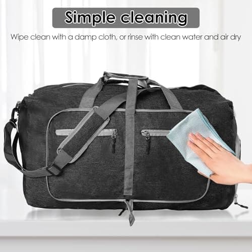 PATNFR Travel Duffle Bag 65L Holdall Bags Foldable Lightweight Holdall Bag for Men 63x29x35 CM Multi Pocket Duffle Bags Nylon Sports Equipment Organizer for Traveling The Gym(Black) — view 5