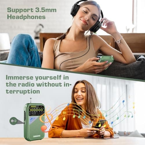 XHDATA D220 Shortwave Radios FM AM Retro Portable Radio Battery Powered Radio (AA), World Receiver with Excellent Reception and Speaker, Suitable for Outdoor, Elderly (Green) — view 5