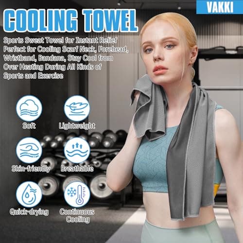 VAKKI Cooling Towel, Ice Cold Sports Sweat Towels for Instant Relief Perfect Coolings Scarf Neck,Forehead, Wristband, Bandana, Stay Cool from Over Heating During All Kinds of Sport and Exercise — view 2