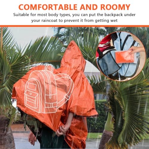 flintronic Emergency Survival Rain Poncho, 3 Pack Thermal Emergency Raincoat Poncho, Emergencys Insulation Blanket for Heat Retention and Rain, Reversible Foil Blanket for Emergencys Or First Aid — view 6