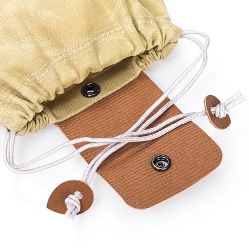 Mezchi 3 Pack Mushroom Foraging Bag, Collapsible Waxed Canvas Bag, Leather Foraging Pouch Basket for Camping, Hiking Hunting, Grocery Storage, 3 Colors — view 3
