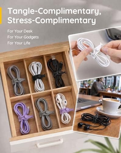 20 Pack Reusable Cable Ties Silicone Cable Straps for Desk — view 3