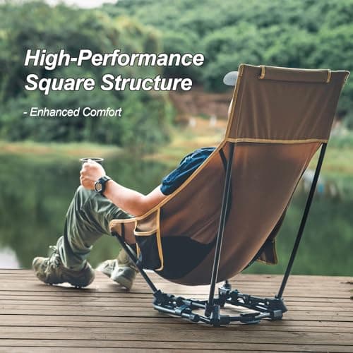 OneTigris Dragonhide Oversized Camping Chair with Pillow Design, Compact Comfortable Widened Seat Folding for Camping, Travel, Beach, 275 lbs Capacity — view 6