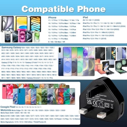 5V 2A usb plug uk Wall Charger Power Supply 5V2A Charging Block 10W USB Charger Block 5 volt 2amp(2000mA) Adapter Plug UK for Small Appliances Such as Small Table Lamps/Kids Electric Toys/Smartwatch — view 6
