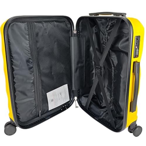 Suitcase Set of 3 Suitcases - Luggage Sets 3 Piece Hardshell - Lightweight Suitcase Sets with Lock - Large Medium Small Suitcases 4 Wheels Case and Hand Luggage set (Yellow - Black, Set of 3) — view 5