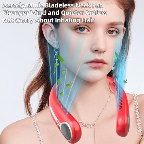 Portable Bladeless Neck Fan - USB Rechargeable - 6000 mAh - 360° Airflow - LED Display - 4 Speeds - Hands-Free Fan for Outdoor and Indoor Use - Gift — view 5