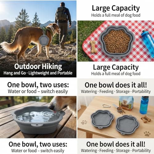 UZYXC Collapsible Dog Bowl, Large 800ml Premium Silicone Pet Water Bowls for Cats & Dogs, Portable Dog Travel Bowls for Outdoor Camping Hiking — view 6