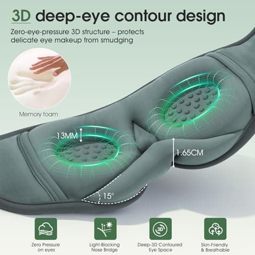MUSICOZY 3D BambooCotton Sleep Mask Headphone for Side Sleeper 100%Blackout — view 4