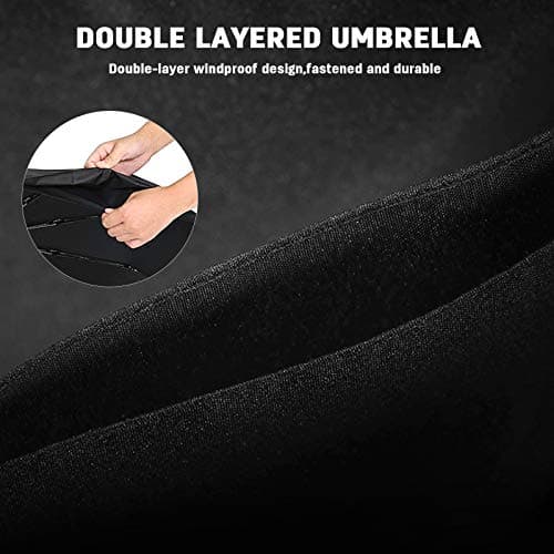 DORRISO Automatic Open/Close Folding Umbrella - Extra Strong Windproof Portable Compact for Men Women - Travel Business Sun and Rain Protection - Black — view 3