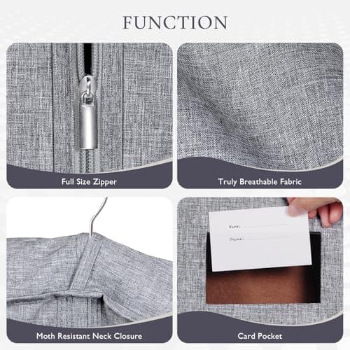 Univivi Premium Suit Bag for Hanging Clothes 43in Suit Cover 1 Pack Grey — view 2