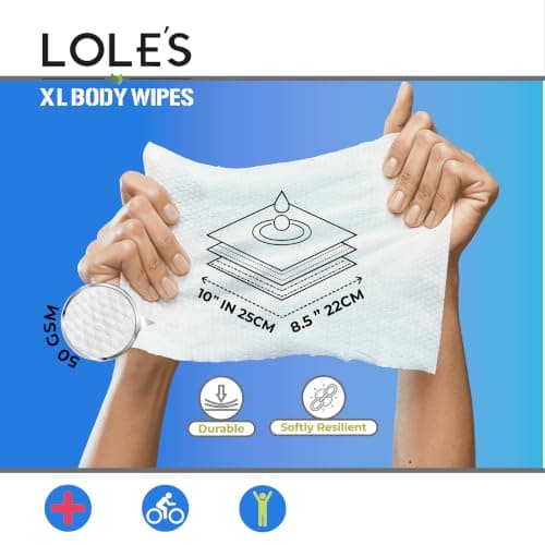 LOLE'S XL Body Wipes for Adults, No Shower Body Wash Wet Wipes, 4pk x 48 — view 3