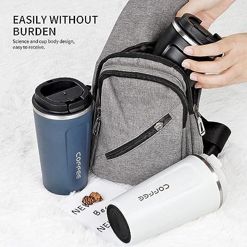 Maideduo Travel Mugs, Insulated Coffee Cup with Leakproof Lid - Reusable Cups Car Stainless Steel Thermal Mug for Hot and Cold Water Tea (Coffee Mug Blue) — view 4