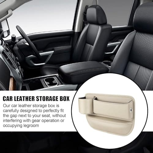 Car Leather Cup Holder Gaps Bag PU Leather Car Storage Box Car Seat Gaps Filler Organizer Leather Car Seat Storage Box With Water Cup Holder Car Organizer Front Seat Gaps Filler Car Travel Accessories — view 3