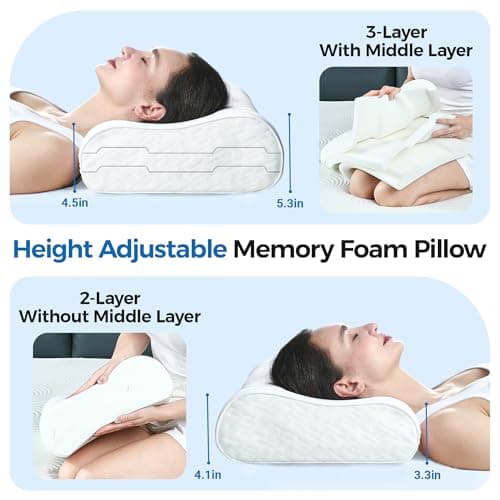 Elviros Memory Foam Cervical Pillow, Neck Support, 4 Adjustable Heights — view 3
