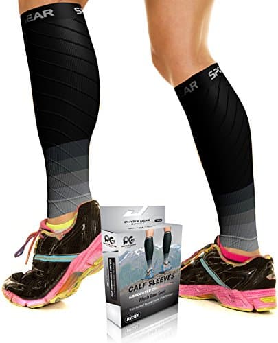 Physix Compression Calf Sleeve, Replaces Women's Compression Stockings and Men's Compression Socks for Crossfit, Triathlon, Plane Travel (1 Pair Black/Grey S/M - M/L), Black/Grey (1 Pair), S/M - M/L | — view 5