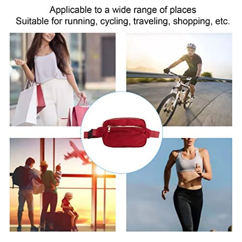 Fashionable Large Capacity Oxford Waist Bag, Hip Bum Chest Bag for Men and Women, Multi Pocket Running Hiking Travel Workout Pack (Burgundy) — view 2