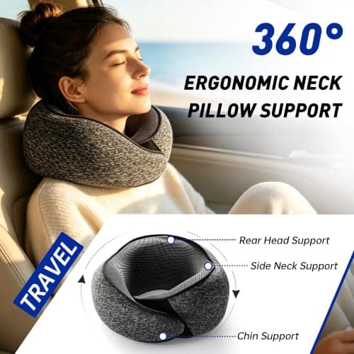 YC Kitchen Travel Pillow for Airplane, Memory Foam Neck Pillow for Adults — view 2