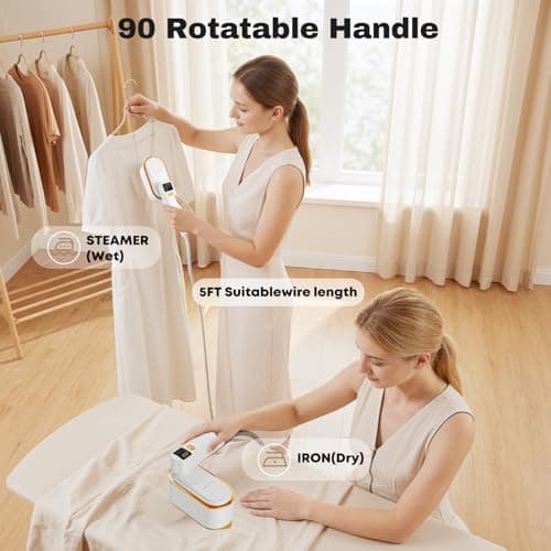Portable Travel Steamer for Clothes, 1200W Powerful 2 In 1 Steamer & Iron,10s Fast Heat,4 Modes with LED Display, 150ml Water Tank Powerful Wrinkle Remover for Home,Office, Travel — view 6