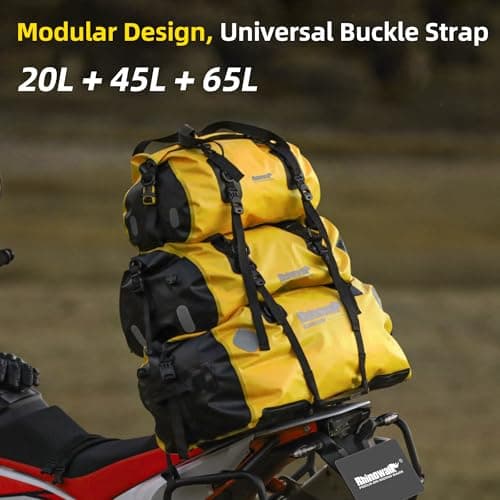 Rhinowalk Motorcycle Saddle Bag Motorbike Seat Bag 65L Travel Tail Bag Waterproof Pannier Motor Bike Accessories Powersports Luggage (Black) — view 4