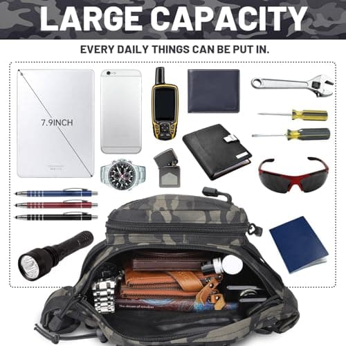 Huntvp Waist Bag Molle Fanny Pack Bumbag Hip Running Bag Bum Bags for Men Ladies Camping Running Dog Walking Holiday (Camo-m) — view 4