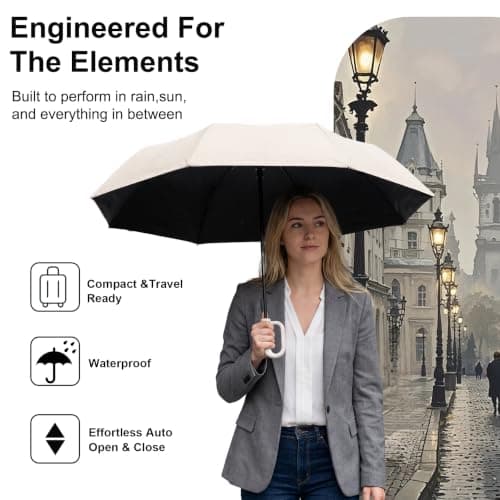 Travel Folding Umbrella,UV Protection,Carabiner Handle,Men Women — view 5
