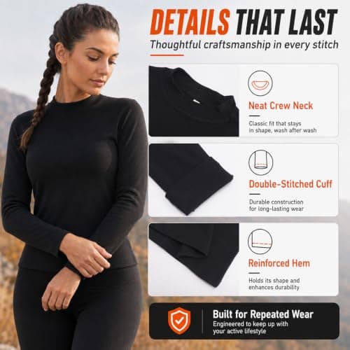 Innfttwo Womens Thermal Long Sleeve Top Women Gym Tops for Women UK for Ski Running Hiking Cycling,Black,M — view 3