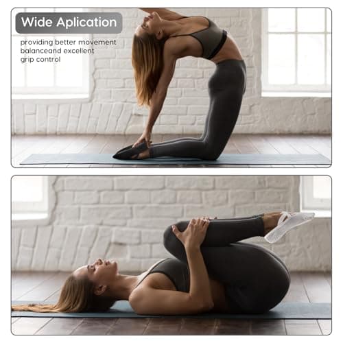 Bafiwu 4 Pairs Grip Pilates Socks,Yoga Socks for Women Non Slip,Reformer Pilates Sock for Pilates, Ballet, Barre, Yoga,Dance (2 black+2 gray) — view 6