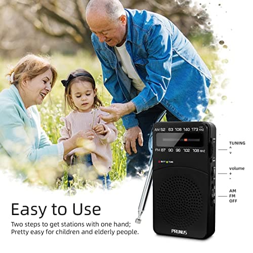 PRUNUS J-166 Portable Radio AM FM, Battery Operated Radio — view 3