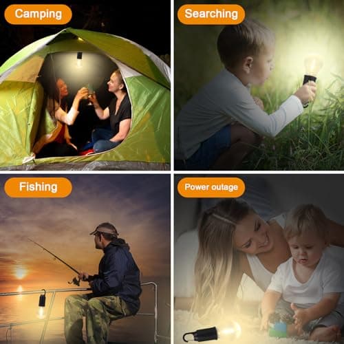 Rechargeable Camping Lights for Tents, 2 Pack Retro LED Camping Tent Lantern 3 Lighting Modes Tent Lamp Portable Emergency Camping Lights with Clip Hook for Camping Hiking Fishing, Backpacking — view 5