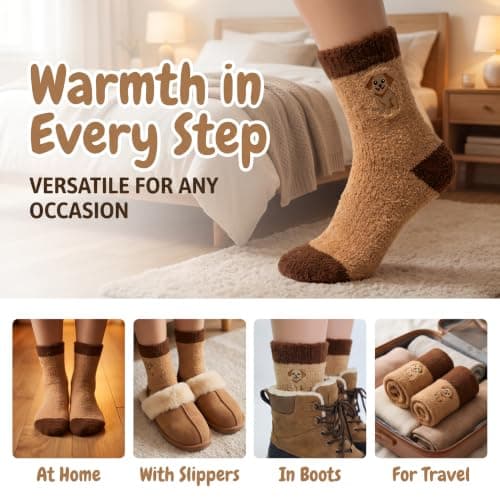 Fluffy Socks Womens 4-7,Women's Fuzzy Warm Comfy Winter Womans Fleece Thick Snuggly Sleep Soft Christmas Animal Bedsocks Gifts Set for Girls Ladies Mum Her, Cute Cosy Bed Thermal Socks for Women — view 5