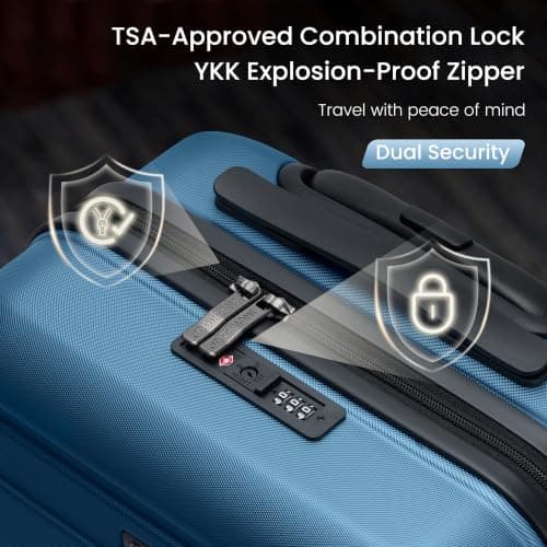 SHOWKOO Luggage Set 4 Piece Hardshell PC Expandable Suitcase, Navy Blue — view 4