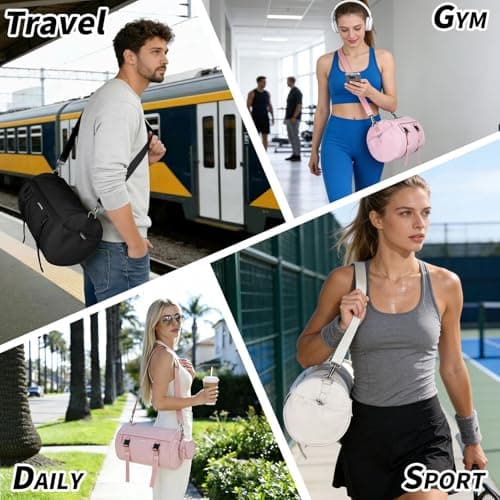 LAIMEIWEE 15L Small Sports Bag for Men and Women, Waterproof Training Bag with Wet Compartment and Yoga Mat Strap, Compact Duffle Bag for Gym, Yoga, Travel, Swimming and Sauna, black, Pe, Classic — view 2