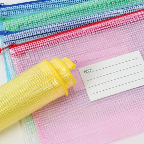 Vicloon Plastic Wallets, 15Pcs A3 A4 A5 Folders Wallets, Zip Lock Bags Mesh Document Wallet Plastic Document Wallets Folder with Label Pocket for School Office Homework Travel Storage Bags (Multi) — view 5