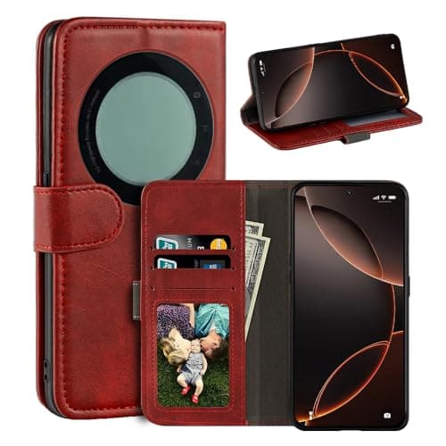 UOGNADGD Faux Leather Flip Case for ZTE Telstra 5G Wi-Fi - Red