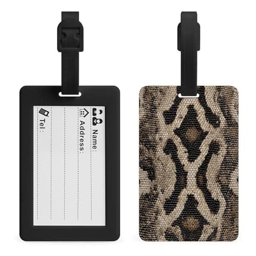 Snake Skin Pattern Brown and Beige Scales Luggage Tag Travel Bag Suitcase Baggage Name Tags — view 4