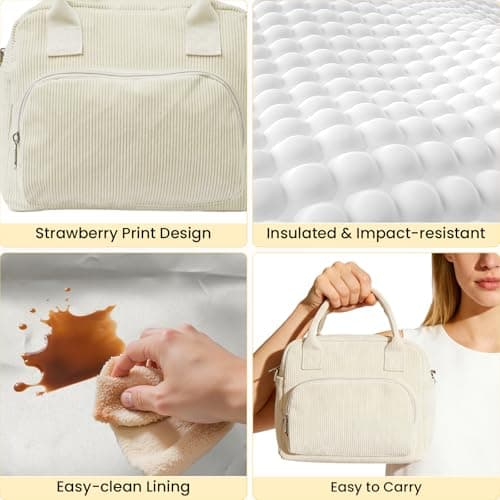 BotaBay Insulated Lunch Bag for Women, 12L Large Lunch Box with Adjustable Shoulder Strap, Multi-Pocket Reusable Lunch Tote, Portable Cooler Bag for Work, School, Travel & Picnic (White) — view 5