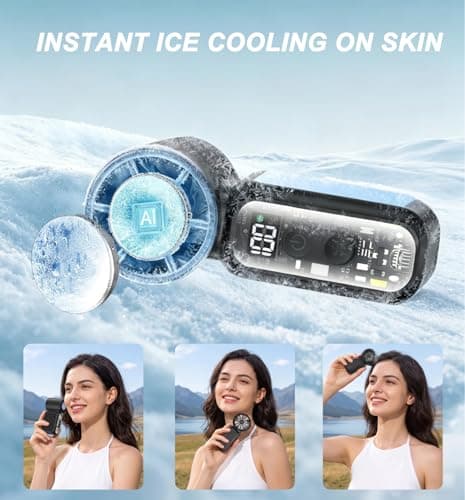 Portable Handheld Fan with Ice Cooling Plate and Flashlight, Personal Mini Turbo Fan Rechargeable, 18000 RPM 199 Speeds, Pocket AC Fans Blow Cold Air Summer Essentials for Outdoor Beach Travel Makeup — view 3