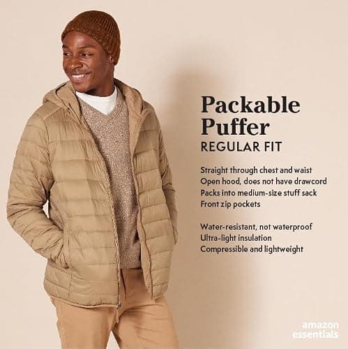 Amazon Essentials Men's Lightweight Water-Resistant Packable Hooded Puffer Jacket, Navy, XXL — view 2