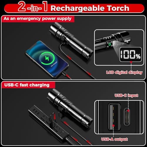 Shadowhawk Rechargeable LED Torch 500000 Lumen Super Bright Flashlight — view 6