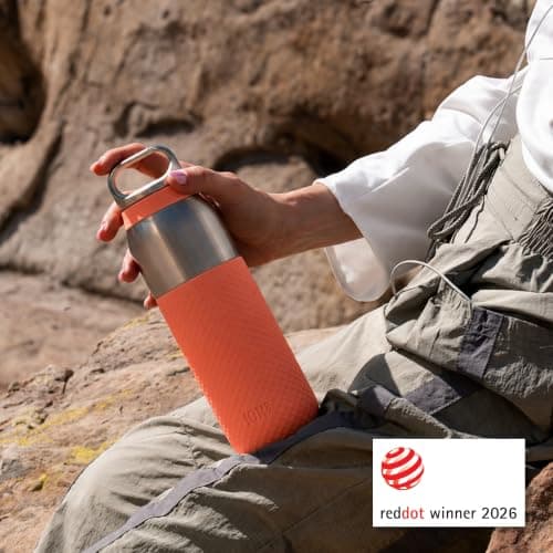 ION8 Primo ROAM Insulated Water Bottle 655 ml (22 oz)– Leakproof Stainless Steel, Vacuum Insulated for Hot & Cold Drinks, Twist Lid, Dishwasher Safe, Coral — view 2