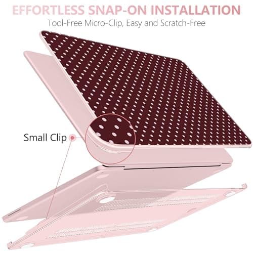 DONGKE for MacBook Neo 13 Inch Case 2026 (Model A3404, A18 Pro chip), Stylish Pattern Protective Hard Shell with Screen Protector, Keyboard Cover & USB-C Adapter - Burgundy Polka Dots — view 5