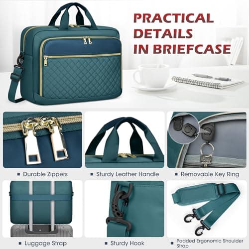 NEWHEY Laptop Bag for Women 17.3 inch Large Briefcase Teacher Work Bag — view 5