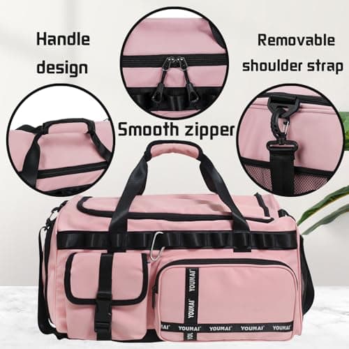 AUNGKWANG Sports Bag for Women and Men, XXL Sports Gym Bags, 65L Waterproof Travel Bag, with Shoe Compartment and Wet Pocket, Large Holdall, Cabin, Gym Bags, for Travel, Fitness, Sport — view 3
