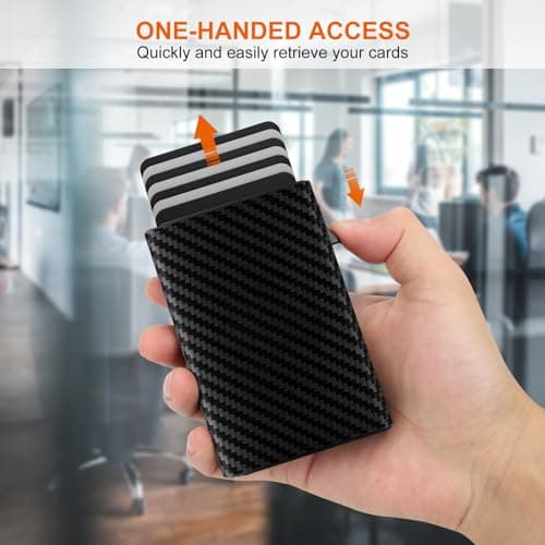 dwnkove Mens Wallet Credit Card Holder, Minimalist Wallets for Men, Aluminum Pop up Wallet, RFID Blocking, Premium Leather, Smart, Slim, Coin Pocket | 9-14 Card Capacity | ID Window | Cash Slot — view 5