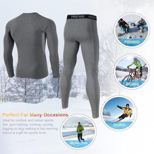 MEETWEE Men's Thermal Underwear Set, Winter Long Sleeve Base Layer Quick Dry Long Johns Compression Suit for Workout Skiing Running Hiking, Grey, L — view 6